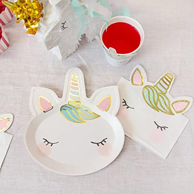 NAP-FACE PARTY DECORATIONS KIDS BIRTHDAY PARTYWARE TABLEWARE UNICORNS SHAPED NAPKIN 16PK, PAPER - Image 5